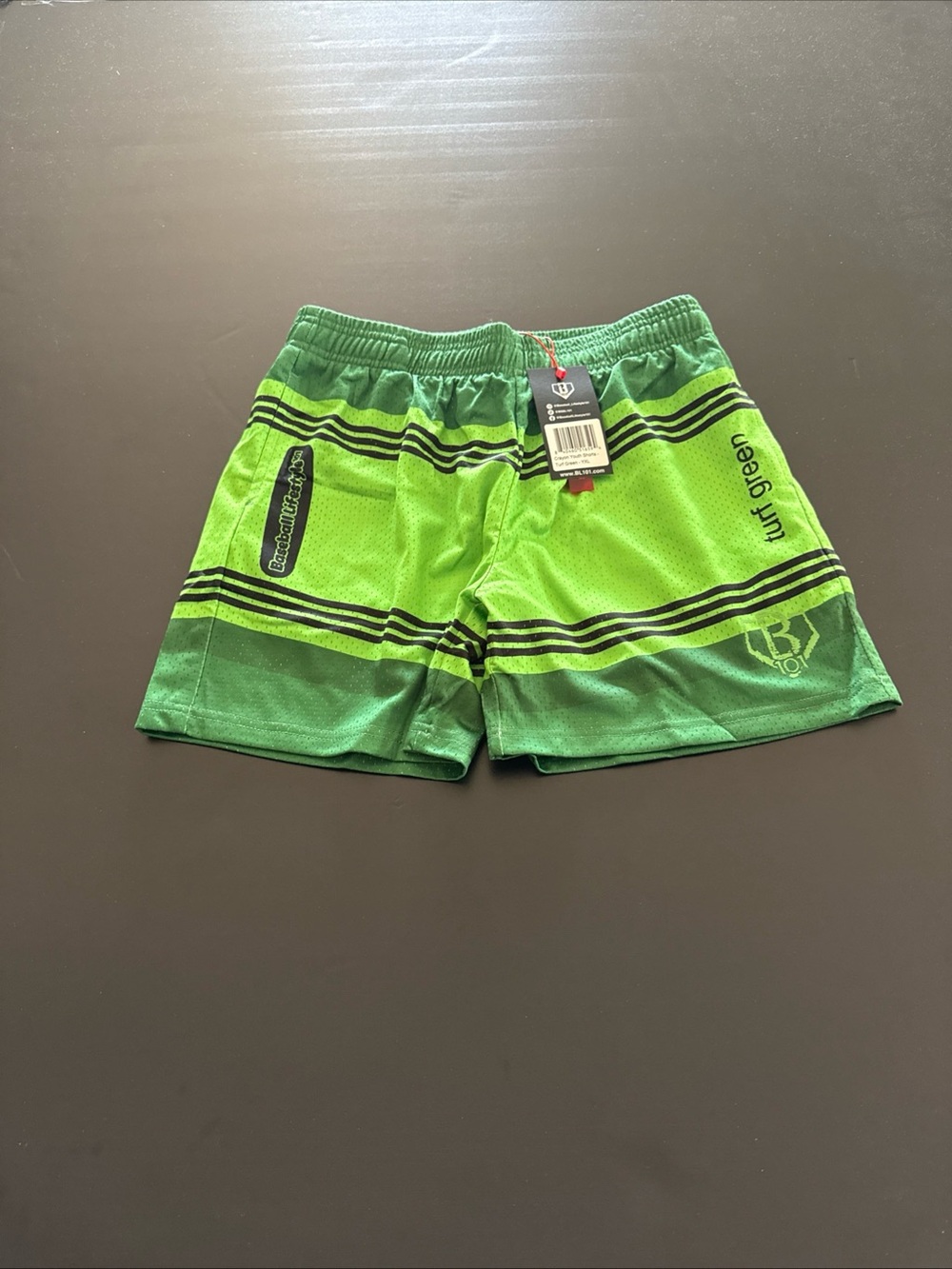 BL101 Kids Green Athletic Shorts - Turf Green